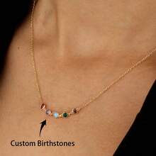 Multi-Stone Birthstone Necklace, Personalized Silver Birthstone Necklace, Family Birthstone Necklace, Birthday Gift, New Year's Gift