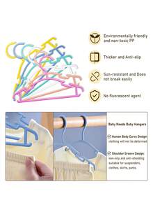 10/20pcs Children Hangers, 10.63 Inch Small Plastic Kid Clothes Hooks, Durable Non-Slip Clothing Rack, Baby Nursery Wardrobe Storage - Multicolor - View 7