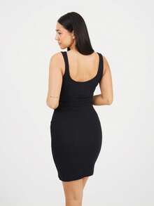 brave soul Đầm ôm body mini có khóa kéo xuyên thấu - màu đen - Xem 5