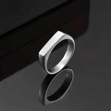 1 Pair Of Simple Geometric Stainless Steel Unisex Ring – Silver And Gold Plated - 銀色 - 查看 1