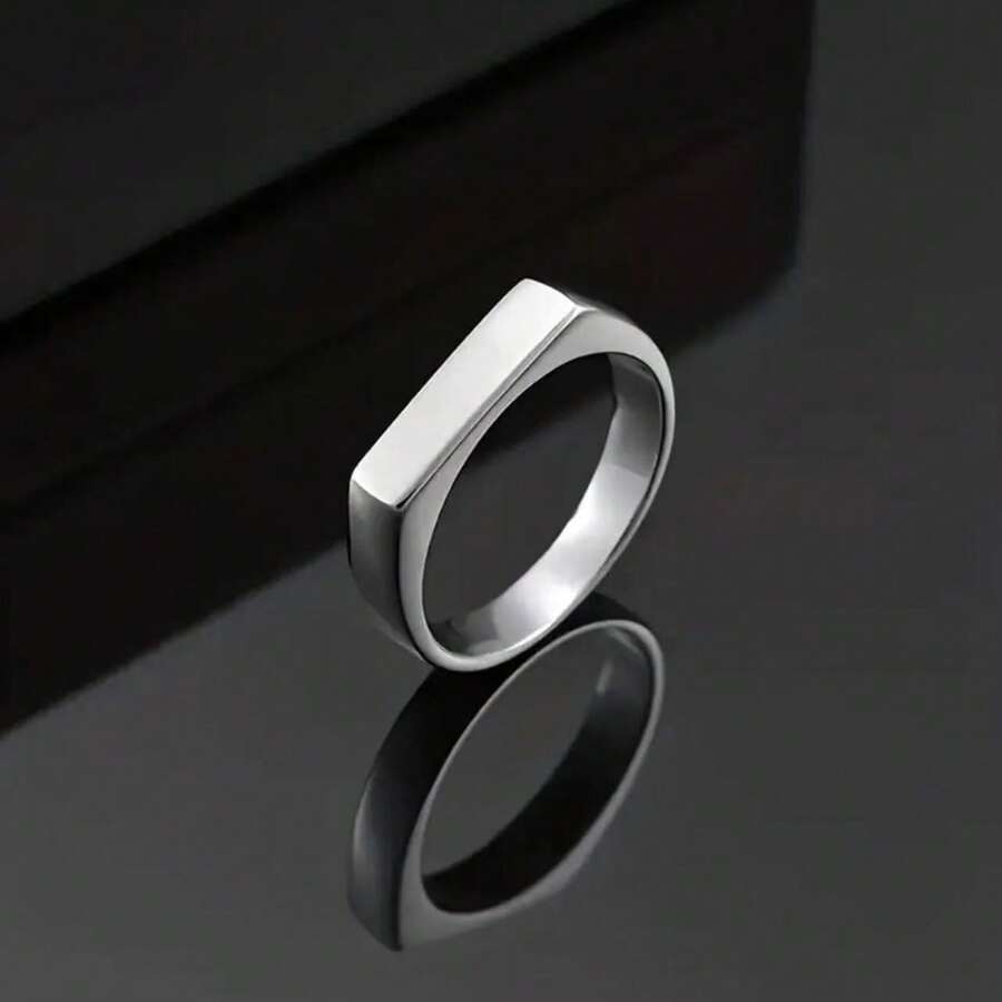 1 Pair Of Simple Geometric Stainless Steel Unisex Ring – Silver And Gold Plated - 銀色 - 查看 1
