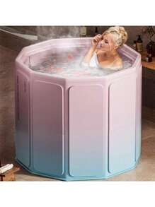 1pc Portable Oversized Foldable Bathtub - Adult Inflatable Spa And Hot Tub, Compact For Small Space Shower And Foot Soaking, No Electricity Needed, Home Bathroom, Outdoor Bathing Solution Bathroom Accessories Back To School