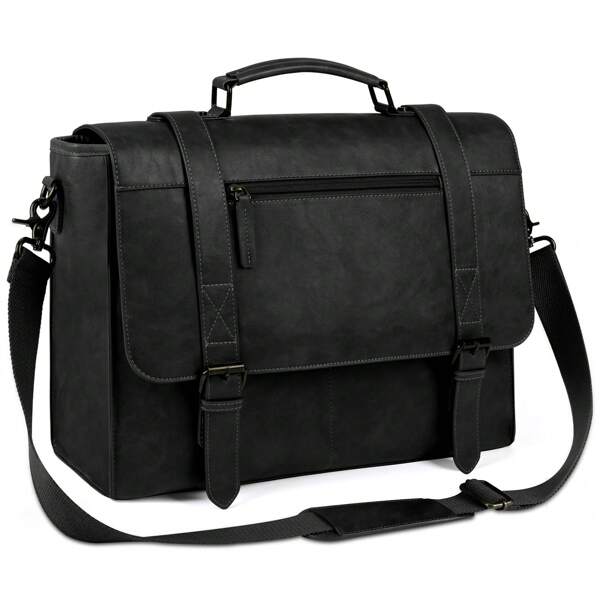 Messenger Bag Herren 15,6 Zoll Laptoptasche Vintage PU Leder Computer Aktentasche Wasserdicht Satchel Bag Retro Umhängetasche für Büro Arbeit Reisen College