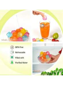 12/24 Reusable Plastic Ice Cubes – Washable & Freezable Ice Blocks For Smoothies, Coffee, Bars, Parties & Holiday Celebrations – Perfect For Christmas, Easter & Thanksgiving