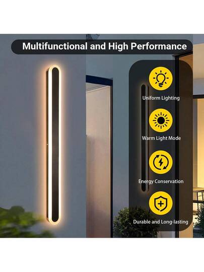 Moderne LED Wand Light, Black, 40/60cm, USB Charging Touch Sensing Aluminum Acrylic Material, Wit Exterior Mounted Linear Gardens, Porches, Balconies Stairwells view 9