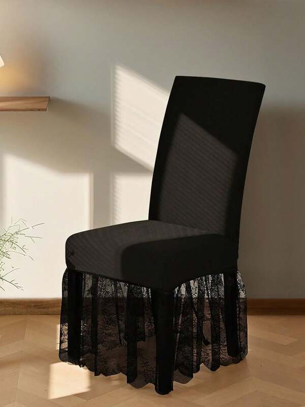 1/4pcs Solid Color Milk Silk High Backrest Lace Mesh Banquet Wedding Dress Chair Cover, Romantic Modern Stretch Dust-Proof Non-Slip Suitable For Living Room Dining Room Home Chair Decor