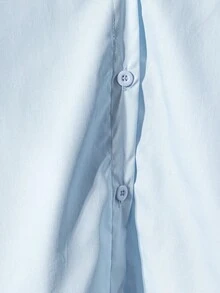 女士休闲纯色骑士刺绣衬衫，春季 - 淺藍色 - 查看 6