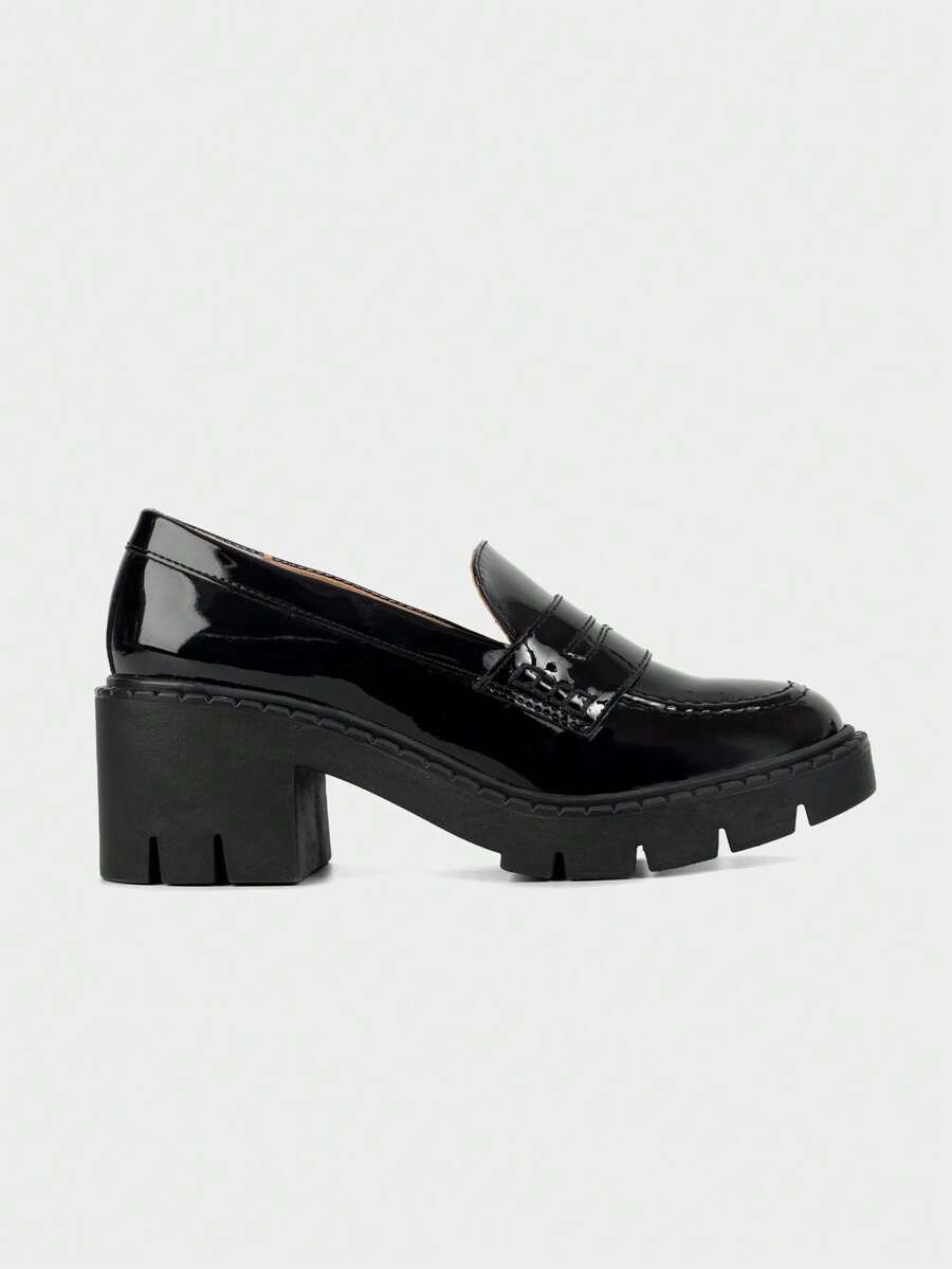 Brantano Mocasín plataforma chunky recubierto brillante - Negro - Ver 1