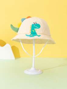 1顶幼儿男童可爱恐龙印花渔夫帽，防晒，适合春夏佩戴