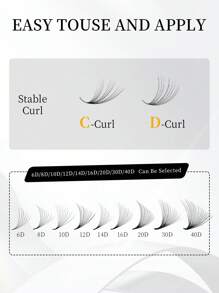 DAIFIYAN Pestañas postizas premontadas de volumen 600/480/420, hechas a mano con tallos naturales largos en 6D/8D/10D/12D/14D/16D/20D/30D/40D, forma C, longitud de 8-15 mm, extensiones de pestañas de visón artificial