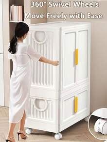 折叠衣柜，免安装家用卧室简易衣服收纳柜，可收纳儿童、衣服和服装 - 彩色 - 查看 8