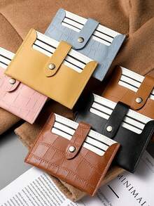 Slim Large Capacity Small Card Holder, Multi-Functional Card Slots Wallet, Women's Delicate Leather PU Card Case - Multicolor - View 1