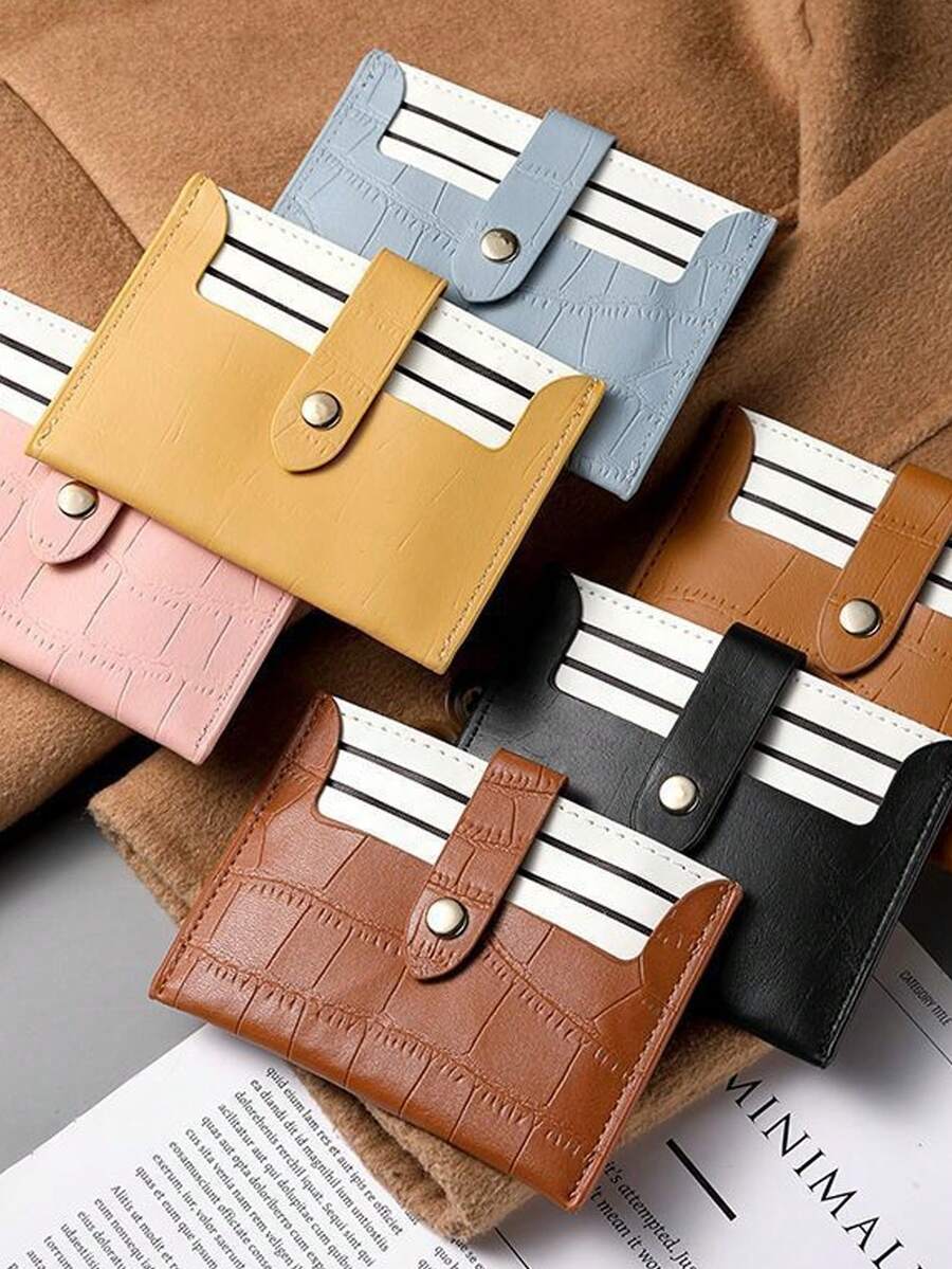 Slim Large Capacity Small Card Holder, Multi-Functional Card Slots Wallet, Women's Delicate Leather PU Card Case - Multicolor - View 1