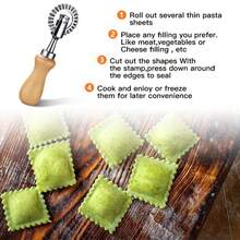 [厨房大师计划] 1 件不锈钢披萨和糕点切刀 - 多功能厨房工具，适用于面团、面条和煎饼、木柄糕点轮、不锈钢糕点滚筒、饺子皮装饰压模、饼干和糕点穿孔擀面杖、厨房小工具、返校用品、厨房和餐厅、小厨房工具、意大利面和切割工具，颜色随机