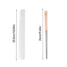 可爱水豚图案中国筷子，便携式 24 厘米 316 不锈钢防滑筷子带餐具盒，耐高温可重复使用寿司棒，耐用防霉厨房餐具，可用洗碗机清洗，适合学生和成人在家中、学校、办公室、户外露营、野餐、旅行中使用