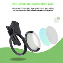 52mm & 67mm Adjustable Universal Polarized Lens Filters, High Definition Glare Reflection Reduction Lens Filter For Smartphones - Black 52mm Polarizing Filter - View 3