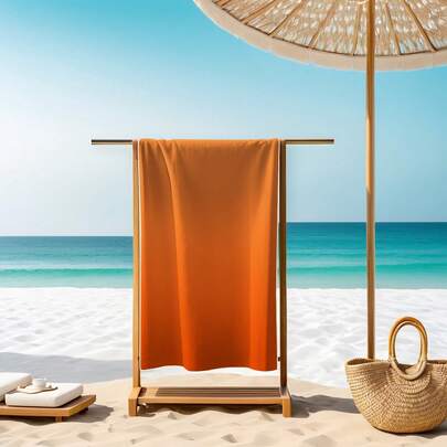 超强吸水超细纤维沙滩巾 - 现代条纹图案，速干，轻便毛巾，适合游泳、旅行 - 可机洗，浴室装饰夏季海滩必备品