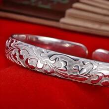 925 Silver Easy Bohemian Jewelry - Handmade Hollow Floral Bracelet, Nature Inspired, Hypoallergenic, Suitable For Sensitive Skin