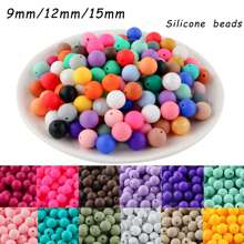 50 pezzi/100 pezzi, Assortimento di perline, perline in silicone di colore solido da 9mm/12mm/15mm, in vari colori, perline decorative, adatte per braccialetti fai-da-te, penne con perline, ecc.