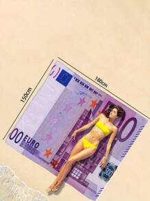 1pc Retro Printed Beach/Bath Towel, Suitable For Home, Swimming, Camping, Beach Holiday