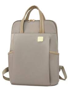 Women's Oxford Cloth Waterproof Laptop Backpack, Solid Color Outdoor Travel Backpack, Suitable For Girls, Students, Office Workers, Applicable For Work, Commuting, School, Business, Travel And Other Occasions - Khaki - View 7