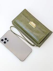 MINGYOU New Hand To Make Multi-Function Mobile Wallet Pu Oil Wax Fashion High Quality Folding Long Wallet Zipper Mobile Wallet Coin Purse For Women Wallet Mini Wallet Purse Wallet Wristlet Wallet Wallet Wallet Keychain - Green - View 4