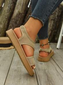 Women's Platform Sandals, Fashion Summer Shoes With Mesh Breathable Details, Comfortable Casual Beach Flip Flops, Suitable For Warm Weather Outfits. Bohemian Hollow Beach Festival Wedding School Vacation Party Office Home Gym Outdoor Summer