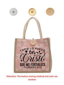 Christian Themed Tote Bag ,TODO Letter Pattern, Reusable Printed Women's Tote Bag, Double Handle Shopping School Bag, Large Capacity Shoulder Bag, Casual Tote Bag,Christmas Storage Bag, Suitable For Commuting, School And Shopping, Convenient For Outdoor Use, Gift For Friends And Besties, Teacher Gift,Easter Bonus,Perfect Choice For Vacation And Festival,Mother's Day Gift, Best Teacher Gift