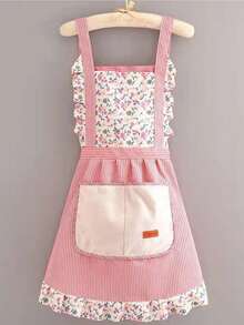 1pc/3pcs Bohemian Princess Apron Canvas Home Apron Kitchen Bandage Anti-Fouling Breathable Female Princess Dress Cooking Vest Work Cloth Strap Hand Cloth Pocket (Random English Letters On Pocket) - Multicolor - View 10