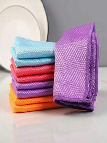Lavette à motif sans couture d'écailles de poisson, linge absorbant pour le lavage de la vaisselle, des vitres, des miroirs, des tables, rag de nettoyage de la maison et de la cuisine, lavette super absorbante pour le nettoyage des vitres, chiffon de nettoyage de voiture