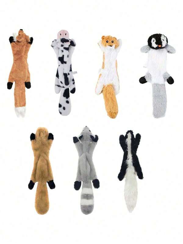 1pc/5pcs Dog Chew Toys Squeaker Squeaky Pet Dog Plush Toys Stuffingless Fox Fur Toys For Small Medium Large Dog Pets Supplies