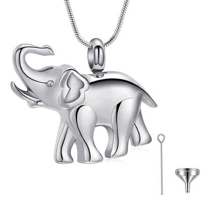 Collar con colgante de urna en forma de elefante para cenizas, joyería conmemorativa de acero inoxidable para mujeres y hombres, collar memorial para humanos y mascotas, joya recordatoria para seres queridos con herramienta de llenado