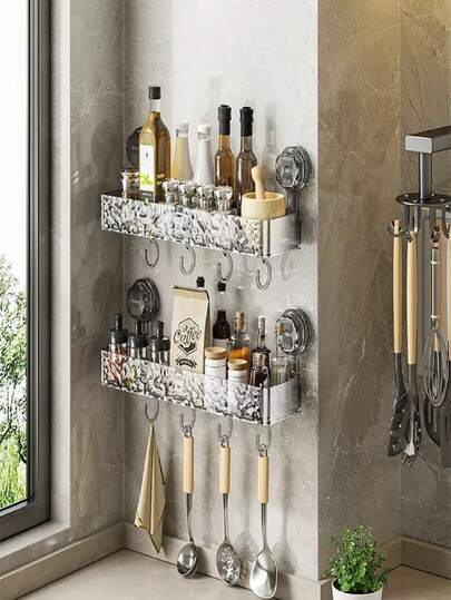 1pc Water Wave Texture Bathroom Shelf, Extended And Widened For Easy Storage Of Toiletries, No-Drill Storage Rack, Two Colors To Choose From, Suitable For Multiple Scenarios Back To School Bathroom Accessories