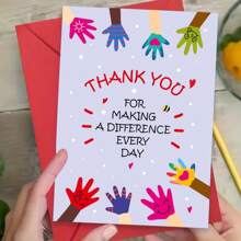 1pc Appreciation Card For Teachers And Teaching Assistants, Paper Thank You Note With Envelope, Gratitude For Making A Difference Every Day, Suitable For School And Special Occasions School Decor School Surprise Dormitory Decor Back To School