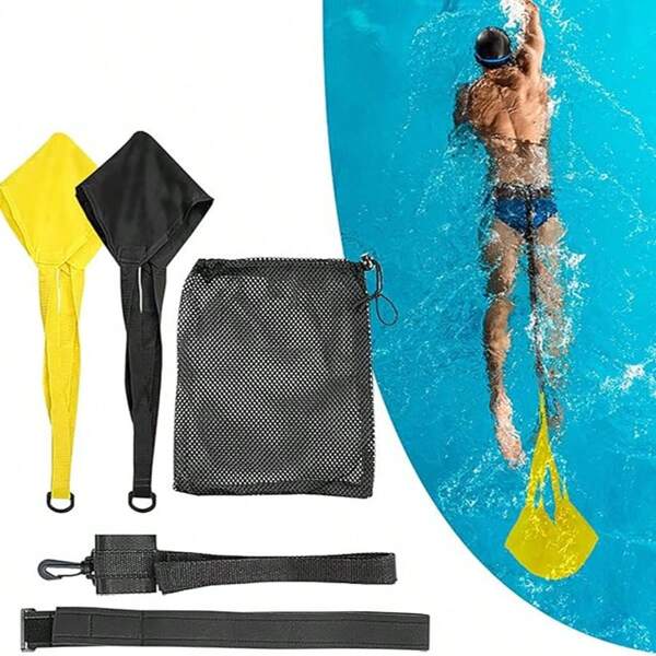 Schwimmtrainings-Widerstandsfallschirm, Erwachsenen-Schwimmziehkörper, Widerstandsseil für Wassersport, Wasserwiderstandsleine, Zugwiderstandsgürtel - Rettungsseil Krafttraining Fallschirm