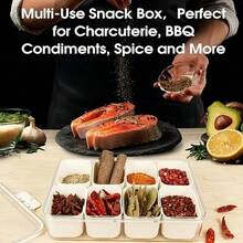 1pc Reusable 8-Compartment Snack Container With Lid And Handle, Suitable For Carrying Vegetables, Fruits And Snacks, Great For Travel, Camping And Picnics - Multicolor - View 6