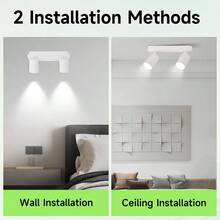 CANMEIJIA Foco empotrado en el techo GU10, lámpara LED de doble cabezal blanca y rotatoria para decoración de habitaciones, apta para sala de estar/dormitorio/cocina/balcón/almacén/estudio/comedor/bar/cafetería/lobby/pasillo/oficina, AC85-265V - Foco GU10 de doble cabezal - Ver 7