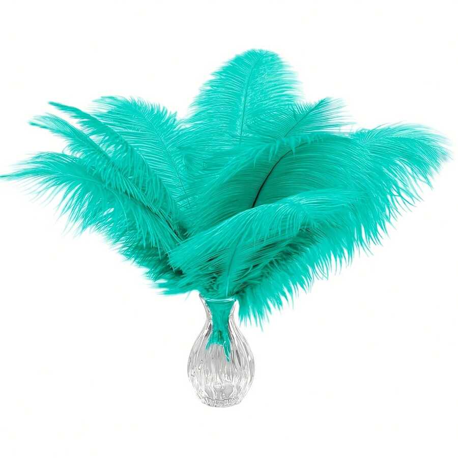 10pcs Mint Green Artificial Feathers 10-12 Inch (25-30cm) Bulk Feathers For Home Decoration And DIY Clothing And DIY Clothes Decoration, Gatsby Decorations - Màu xanh Bạc hà - Xem 1