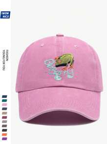 1pc Fashion Baseball Cap With "Funny Frog" Print, Adjustable Size, Unisex Urban Casual Baseball Hat, Vintage Breathable Design, Comfortable For All Seasons, Multiple Colors And Sizes Available, Suitable For Beach And Holiday (2025 Spring Series)