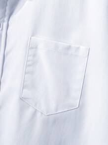 Chemise à manches longues en robe blanche officielle avec application pour pocket, style collégial classique pour adolescents, décontracté et pour soirée