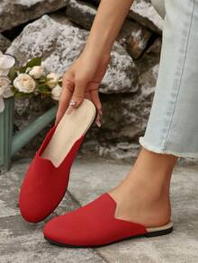 1 Paio di Mocassini slip-on eleganti e casual in colore unito, adatti per primavera e autunno, uso interno in ufficio o esterno