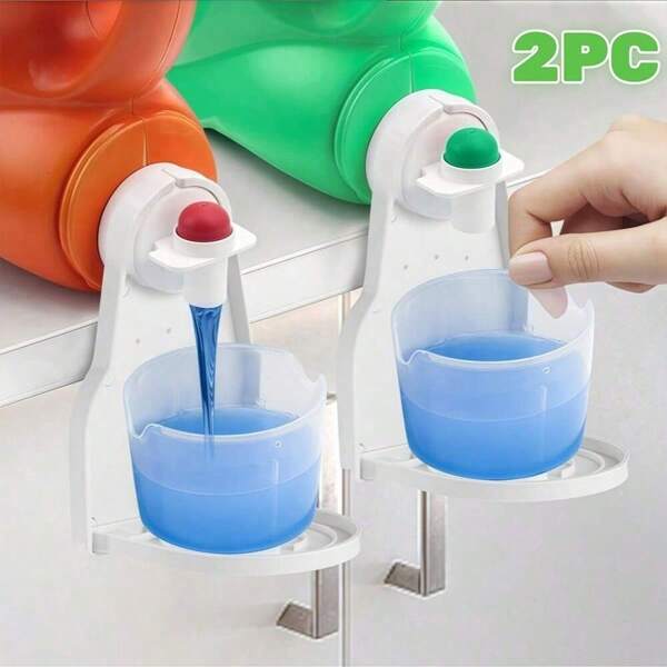 Soporte plegable para taza de detergente de lavandería con diseño antigoteo - Organizador de almacenamiento de ajuste universal para botellas de detergente líquido y suavizante de telas en la lavandería, el baño, el balcón, el armario de servicio | Dispensador portátil y ahorra espacio para el hogar, apartamento, caravana y soluciones de almacenamiento en espacios pequeños Vuelta al colegio
