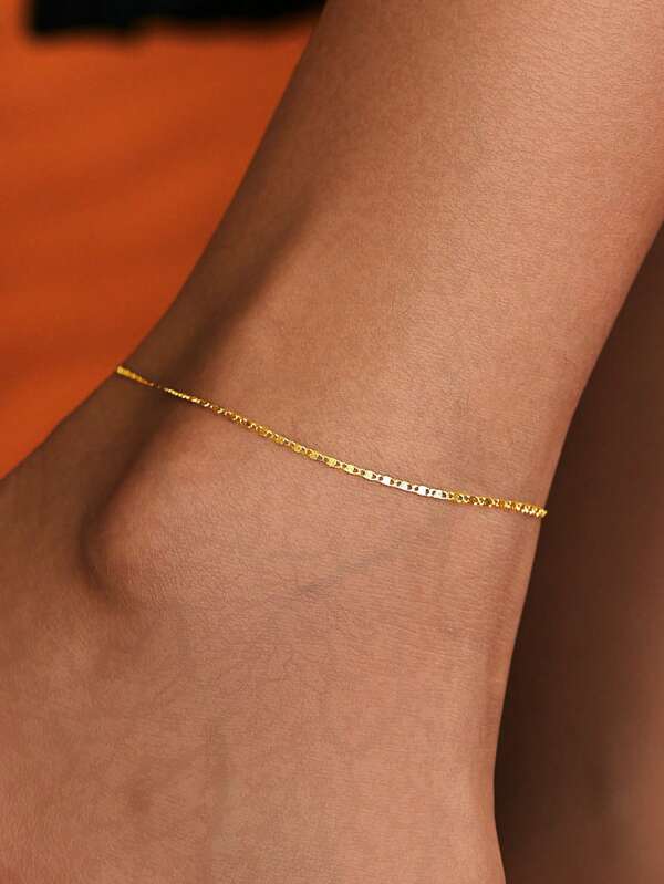 SYMFNY 1 Stück 925 Sterling Silber Mini Fußkette, einfache Ketten Fußketten als Schmuck für Frauen