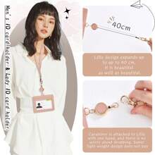 Suport cu două fețe din piele PU pentru insignă de identitate, cu 1 fereastră de identificare și 1 slot pentru card Plus 1 curea detașabilă pentru șnur (suportă 3-4 cărți) pentru femei Portofel Mini portofel Poșetă Portofel Portofel pentru carduri Portofel