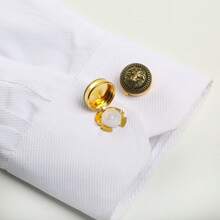 2 pièces/Sac Housse de bouton de chemise Boutons de manchette de costume de luxe pour hommes Accessoires de chemise Pince de col Tête de lion vintage Boîte de bouton en métal Bouton de manche Décoration de robe Cadeau de vacances pour femme