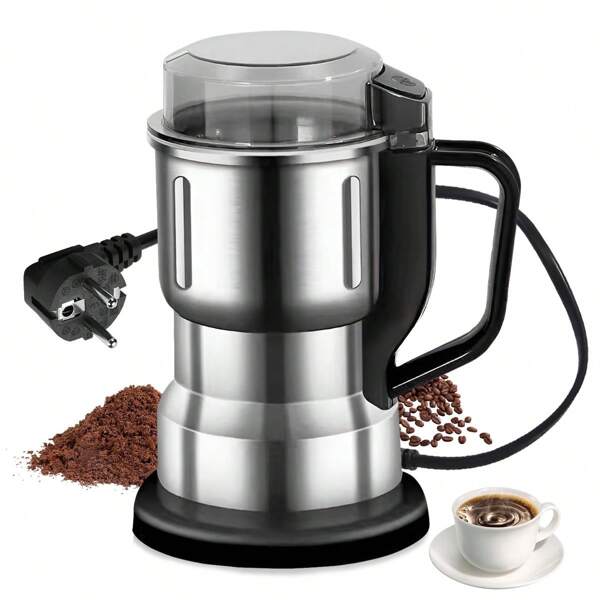 1 pièce Mini moulin électrique à grains - Fonctionnement simple, protection contre la surchauffe, broyage de précision pour le café, les épices, les grains, solution de rangement facile pour la cuisine, 12500 tr/min, 220V-240V, prise UK/UE, alimentation électrique