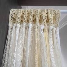 Boho Valances Handmade Cotton Crochet Lace Valance Living Room Hollow Cafe Curtains Macrame Kitchen Curtain Wall Decor, 16 L X 40 Ivory & Beige - Ngà voi - Xem 3