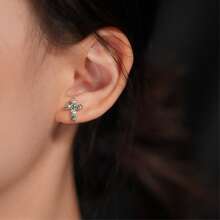 1 par de pendientes de cruz con moissanita verde de moda, de plata esterlina 925 con diamantes verdes, para hombres y mujeres con certificado