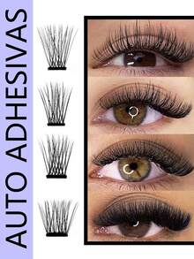 5 filas de 25 grupos de pestañas postizas, grupos de pestañas, extensiones, de 10mm-12mm-14mm-16mm, que incluyen pestañas de diferentes estilos y longitudes, adecuadas para lentes de contacto, sin necesidad de pegamento, ajuste cómodo y natural