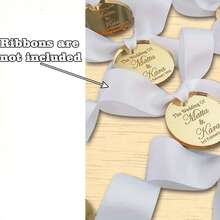 Custom Gold Acrylic Mirror Label - Fashion Desktop Name Tag With Ribbon | Multi-Purpose Decorative Sign For Wedding, Reception, Save The Date, Thanksgiving, Valentine's Day, Christmas, Halloween, Thanksgiving, Ramadan, Mother's Day - No Electricity Required - Multicolor - View 4